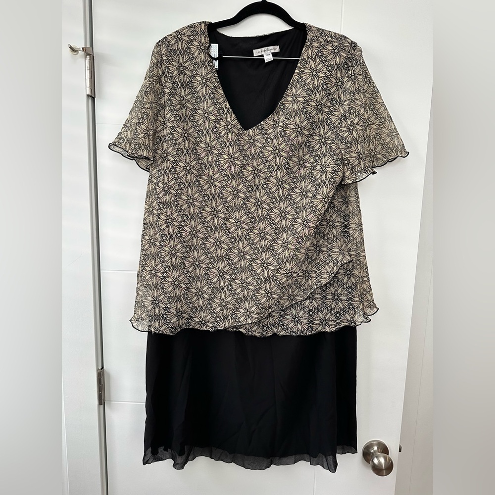 Los Angeles Apparel Black and Cream Floral Dress